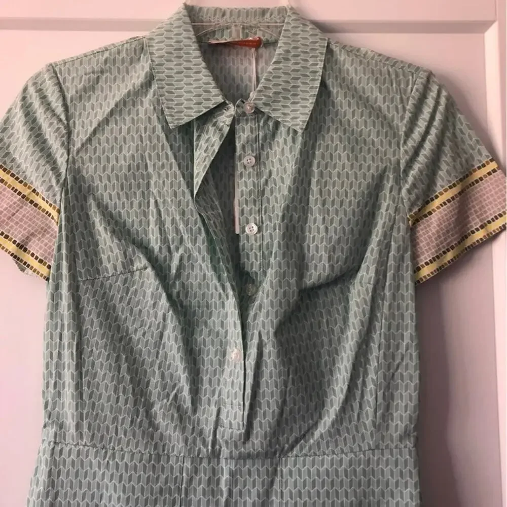 New tory burch shore green Dress 2 Short sleeve button top shirt dress